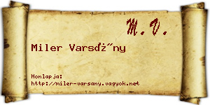 Miler Varsány névjegykártya